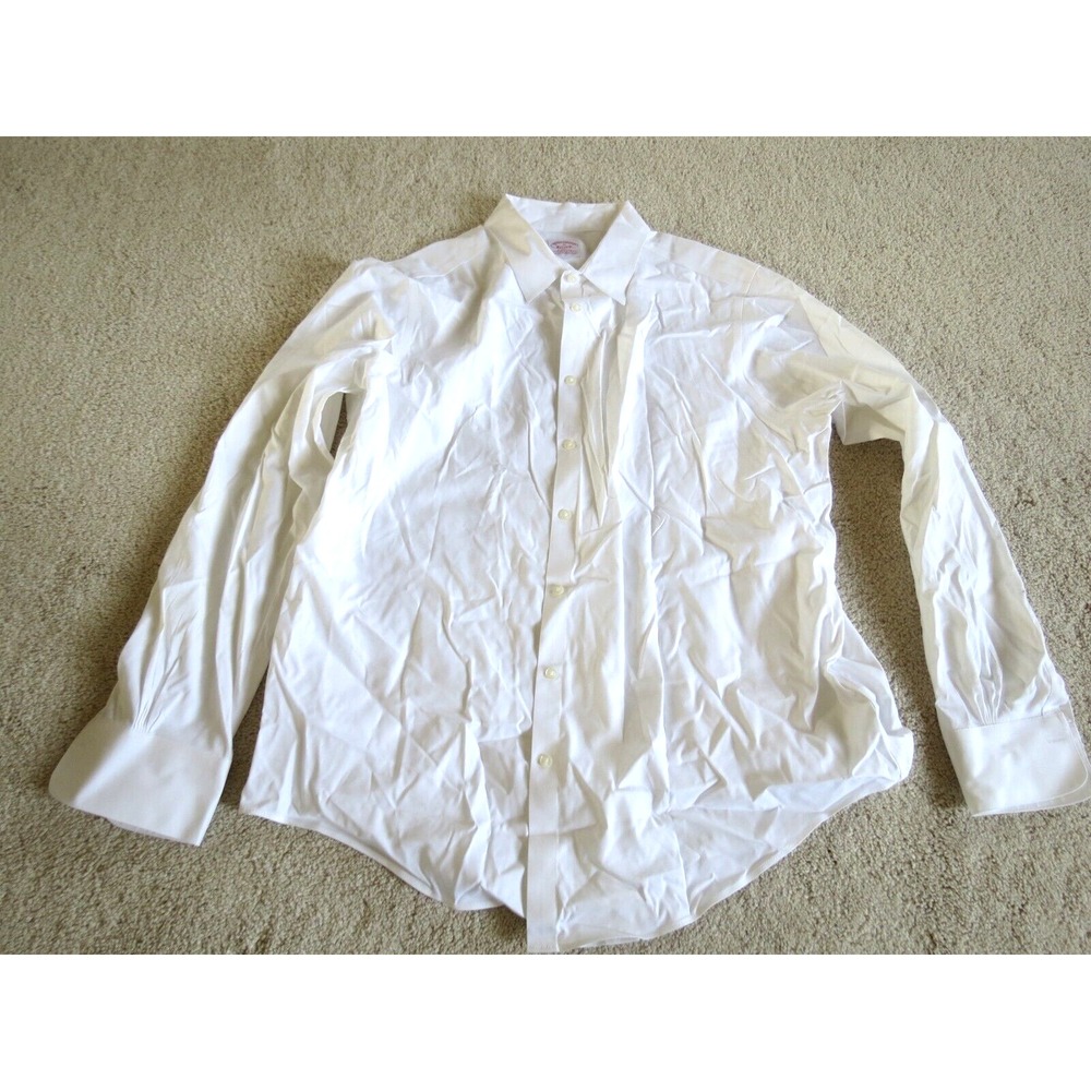 Brooks Brothers Mens Classic Fit Non-Iron White Dress Shirt Size 16 Long Sleeve